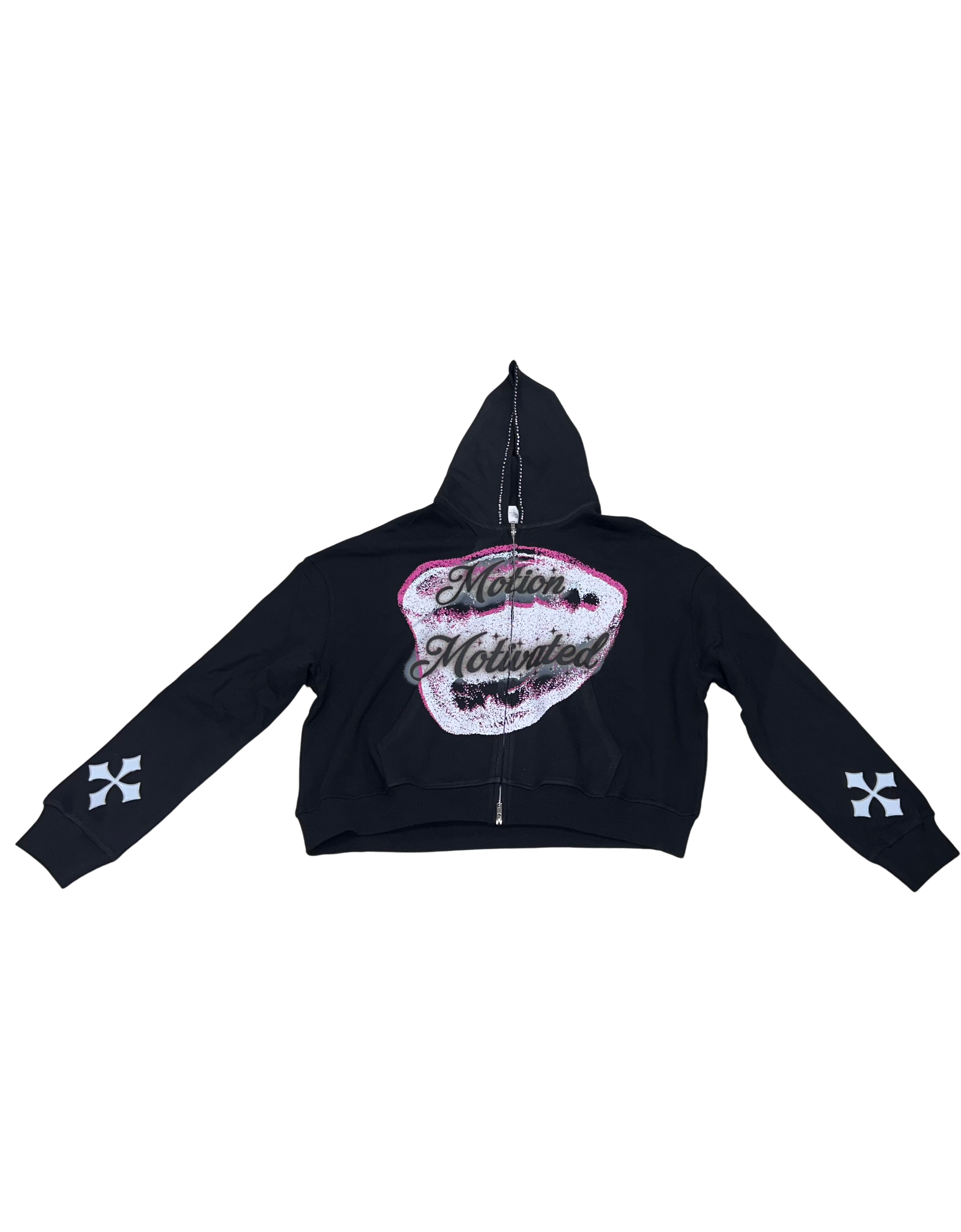 MM TEETH RHINESTONE ZIP UP